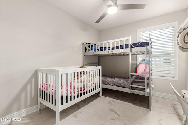 bedroom featuring ceiling fan