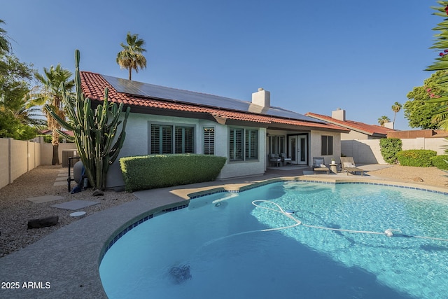 11085 E Becker Ln E, Scottsdale, AZ 85259 - view of swimming pool with french doors, a patio, and a fenced backyard