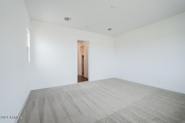 spare room featuring light carpet