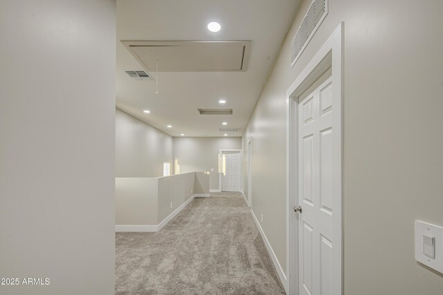 5945 W Lamar Rd, Glendale, AZ 85301 - hallway with attic access, carpet flooring, recessed lighting, and baseboards