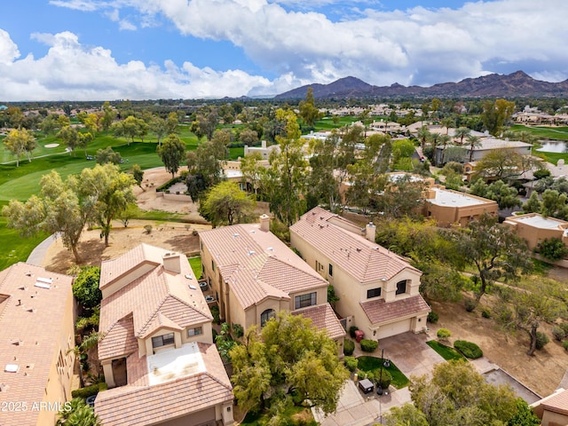 birds eye view of property featuring a residential view and a mountain view