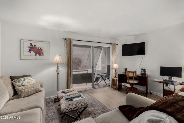 living room with hardwood / wood-style flooring