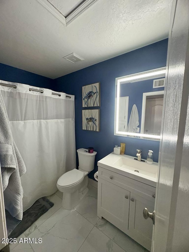 135 S Abalone Dr, Gilbert, AZ 85233 - full bathroom with vanity, toilet, and marble look tiles