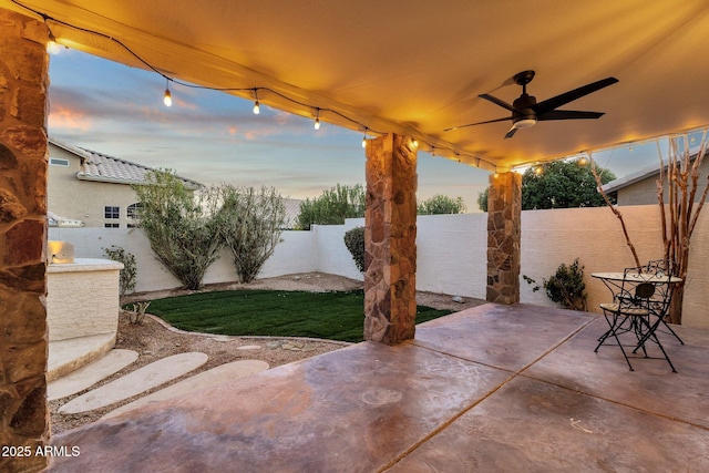 3037 E Bighorn Ave, Phoenix, AZ 85048 - view of patio with a fenced backyard and a ceiling fan