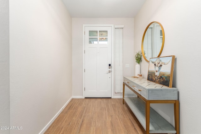 entryway with light hardwood / wood-style floors