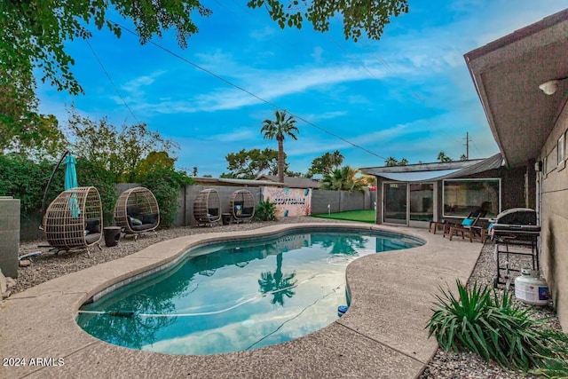 view of pool featuring a patio area