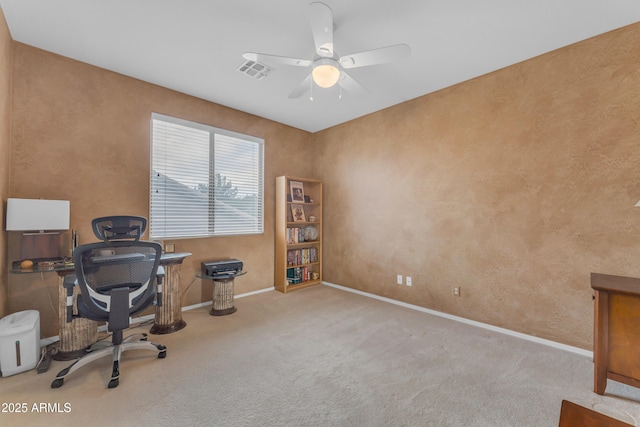 9702 E Naranja Ave, Mesa, AZ 85209 - home office with baseboards, carpet flooring, and a ceiling fan