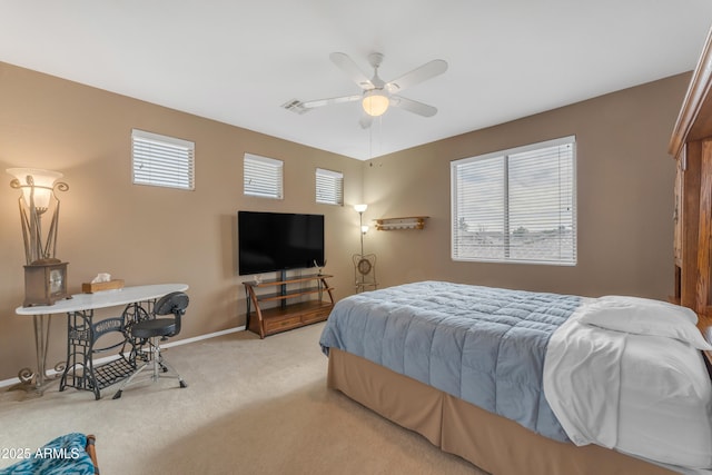 9702 E Naranja Ave, Mesa, AZ 85209 - bedroom featuring carpet flooring, baseboards, and a ceiling fan