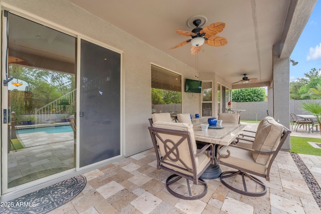 9702 E Naranja Ave, Mesa, AZ 85209 - view of patio with outdoor dining area and a ceiling fan