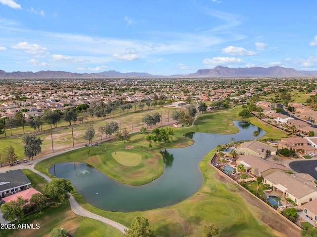 9702 E Naranja Ave, Mesa, AZ 85209 - aerial view of property and surrounding area featuring nearby suburban area, a water and mountain view, and a golf club