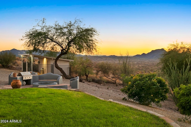 exterior space featuring a mountain view