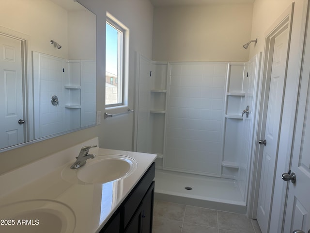 24627 W Ripple Rd, Buckeye, AZ 85326 - full bathroom featuring double vanity, tile patterned flooring, and a shower