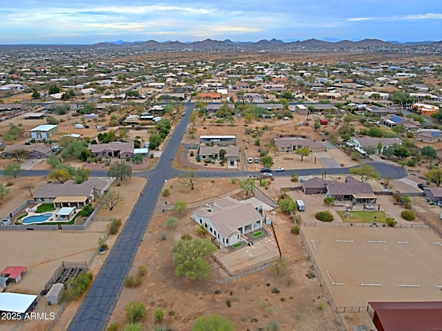 bird's eye view with a residential view and a mountain view