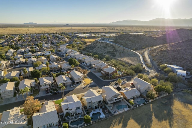 drone / aerial view with a mountain view