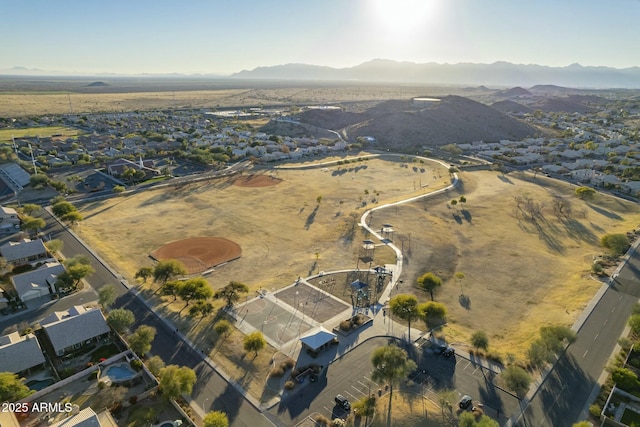 drone / aerial view with a mountain view