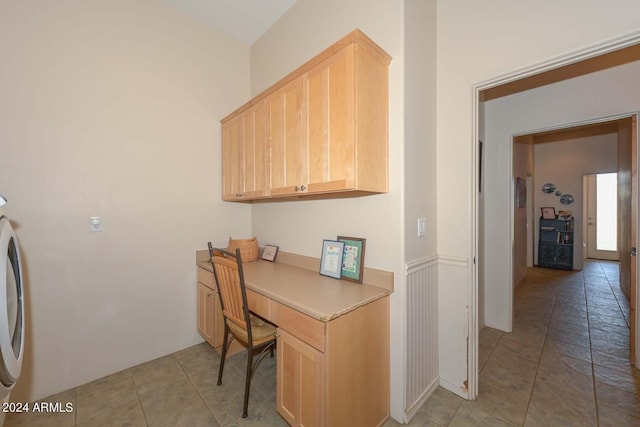 office area with tile flooring