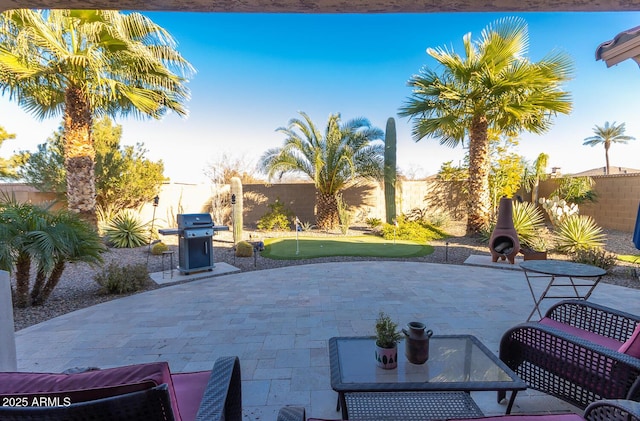 view of patio / terrace with a grill