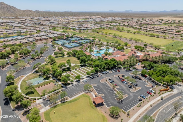 aerial view with a mountain view