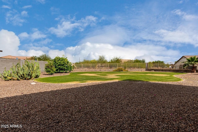 view of yard with a fenced backyard