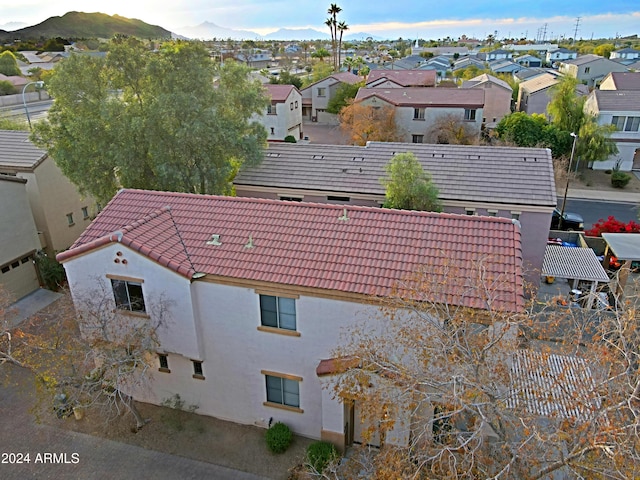 aerial view with a mountain view