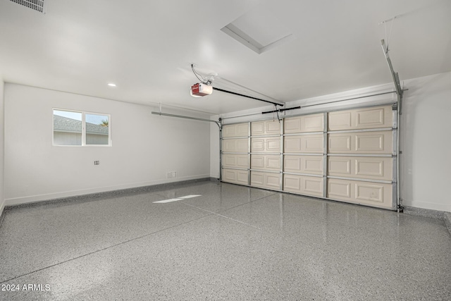 garage with a garage door opener