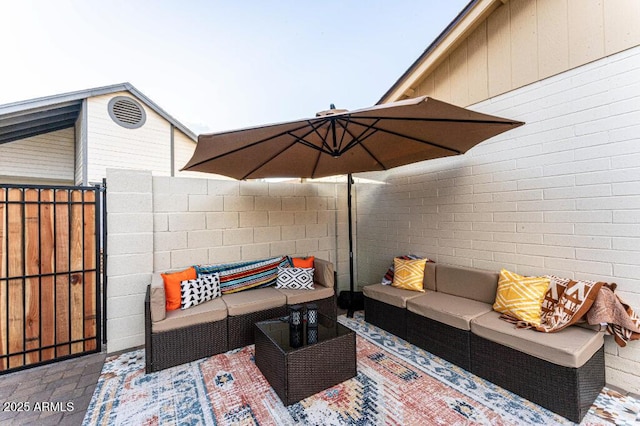 view of patio featuring outdoor lounge area