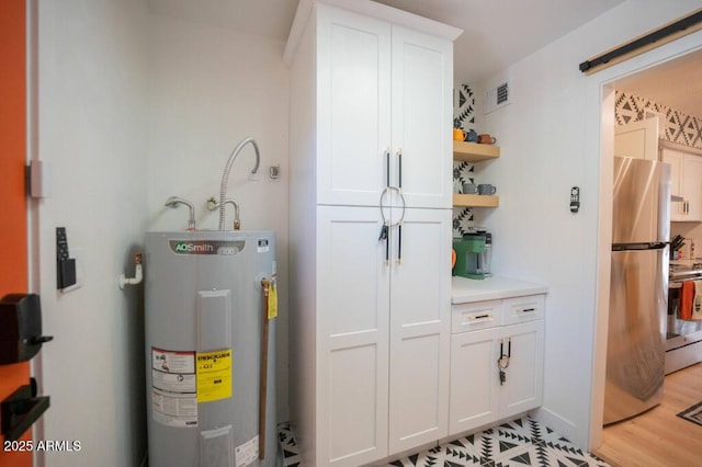 utility room featuring electric water heater