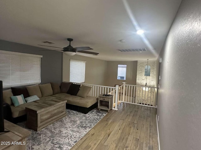 28306 N 25th Dl, Phoenix, AZ 85085 - living room featuring hardwood / wood-style floors and ceiling fan