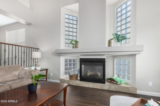 living room with hardwood / wood-style floors