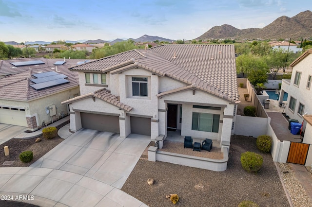 view of front of house with a mountain view