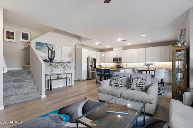 living room featuring light hardwood / wood-style flooring