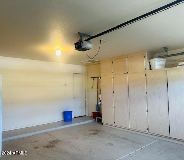 garage with a garage door opener