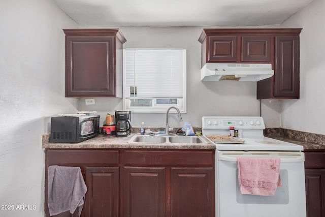 kitchen with white electric range and sink