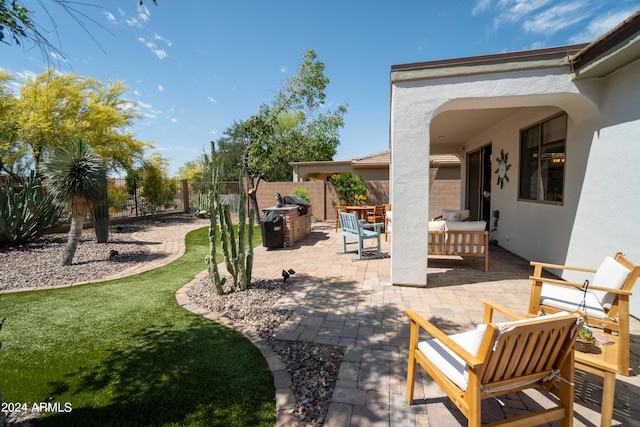 view of patio featuring an outdoor living space