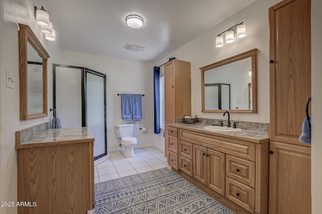 3440 N Meadow Dr, Pine, AZ 85544 - full bath featuring tile patterned flooring, toilet, a stall shower, and vanity