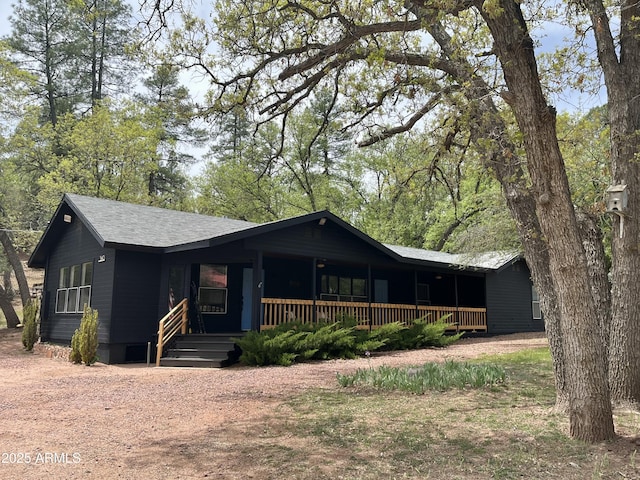 3440 N Meadow Dr, Pine, AZ 85544 - ranch-style home featuring covered porch and roof with shingles