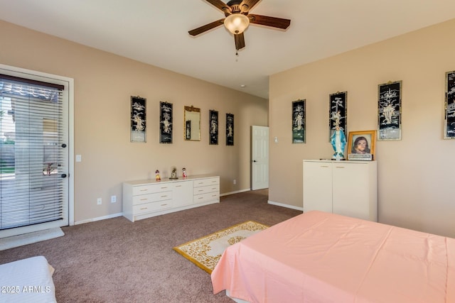 16758 W Apache St, Goodyear, AZ 85338 - carpeted bedroom with baseboards, access to outside, and a ceiling fan