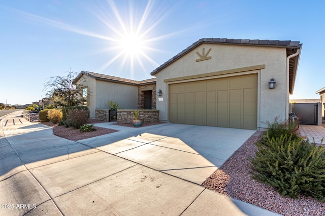 single story home featuring a garage