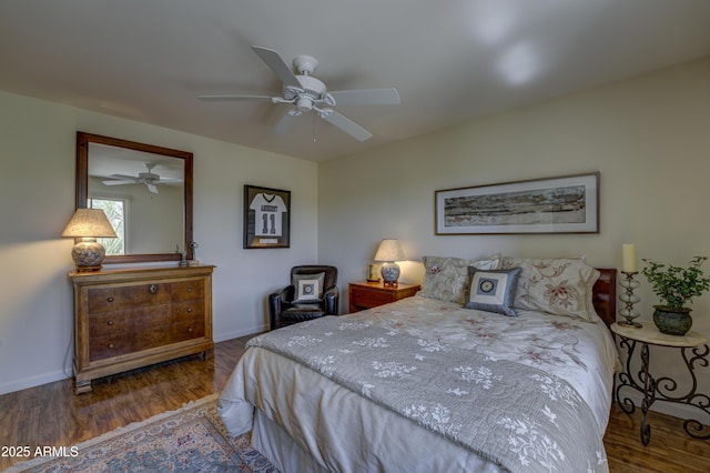 1401 E Boulder Pass, Carefree, AZ 85377 - bedroom featuring baseboards, ceiling fan, and wood finished floors