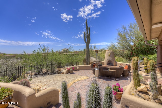 1401 E Boulder Pass, Carefree, AZ 85377 - view of yard with fence, exterior fireplace, and a patio area