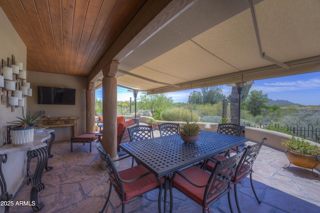 1401 E Boulder Pass, Carefree, AZ 85377 - view of patio / terrace with a mountain view and outdoor dining area