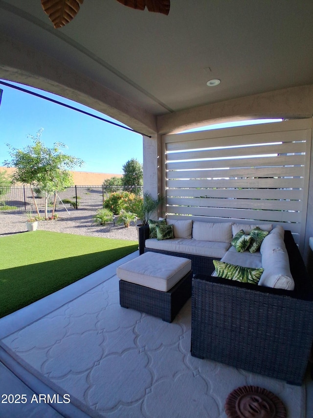 26947 W Adam Ave, Buckeye, AZ 85396 - view of patio / terrace featuring fence and outdoor lounge area