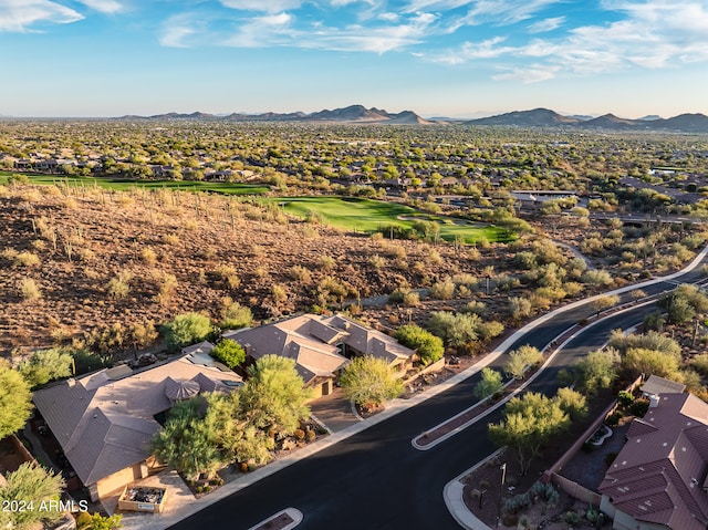 bird's eye view with a mountain view