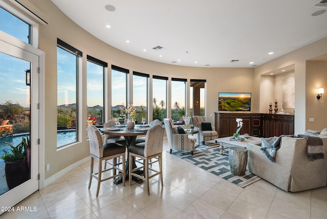 view of tiled dining space