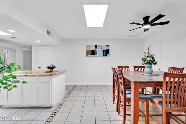 625 S Daley, Mesa, AZ 85204 - dining area featuring baseboards, recessed lighting, light tile patterned floors, and a ceiling fan