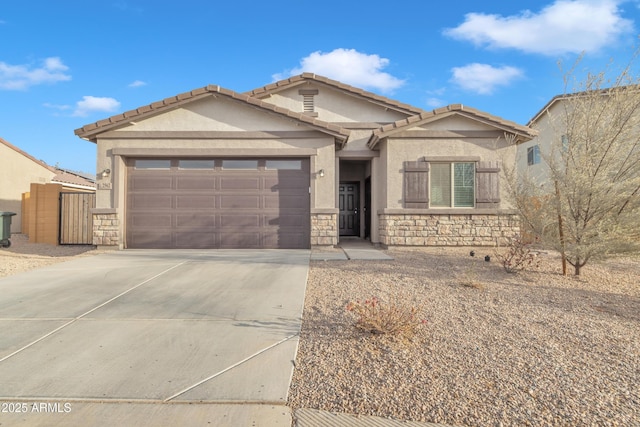 view of front of property with a garage