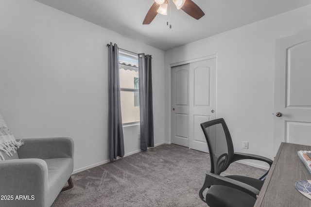 9442 E Silo Rd, Florence, AZ 85132 - office area with ceiling fan, carpet, and baseboards