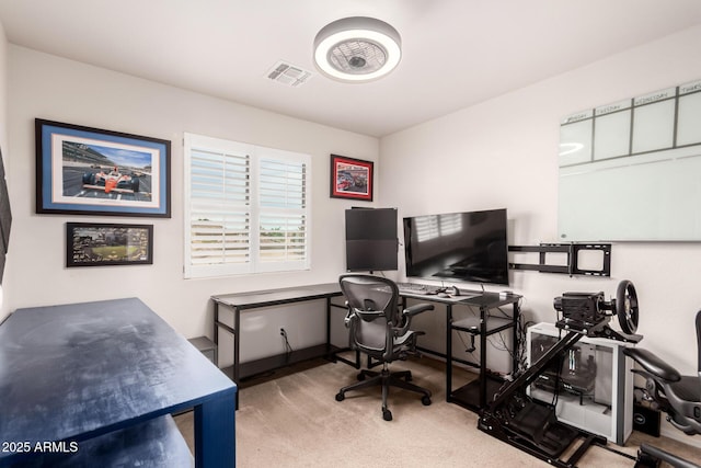 office space with carpet and visible vents