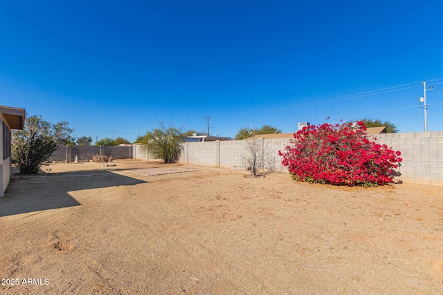 view of yard with a fenced backyard