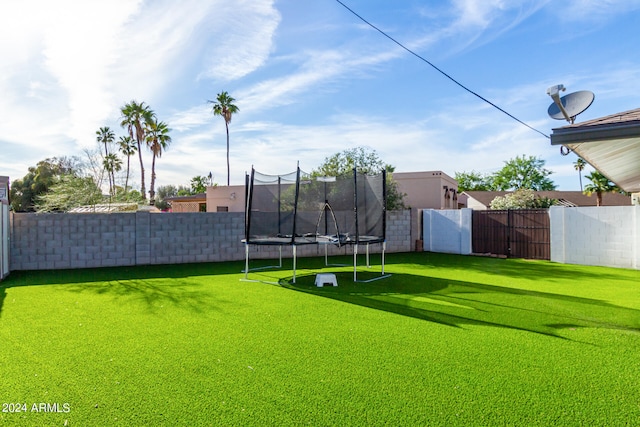 view of yard featuring a trampoline